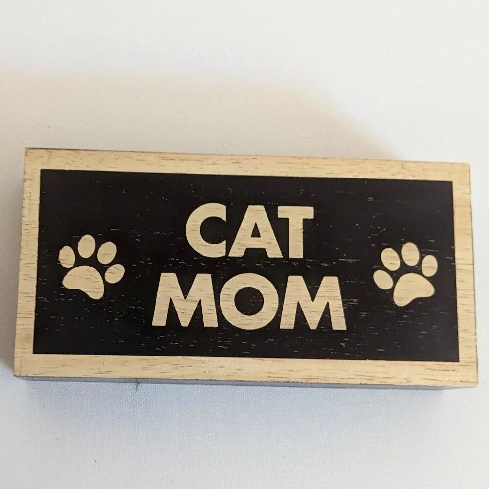 NWT 'Cat Mom' Paws Wooden Box Sign Home Table Decor Michael's Mother's Day Pets - Picture 1 of 6